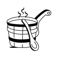 Icon of a sauna bucket, ideal for spa and wellness visuals vector