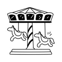 Simple, stylized line drawing of a merry go round vector