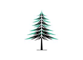Minimalistic Evergreen Pine Tree Isolated on White vector