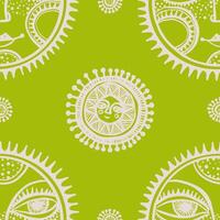 Seamless Pattern with Large Soft Suns on a Bright Lime Green Background vector