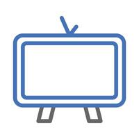 Television icon, blue and gray outline. Concept of entertainment, media, and technology. vector
