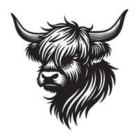Charming Baby Highland Cattle Face Artwork for Wall Art vector
