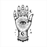 Whimsical Mystical Hand Clipart Design vector
