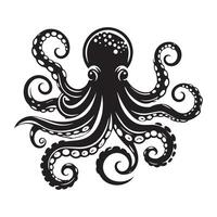 Fluid Octopus Movement Silhouette Illustration vector