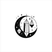 Enchanted Crescent Moon Clipart Illustration vector