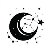Crescent Moon in the Night Sky Clipart Design vector