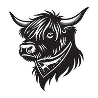 Playful Baby Highland Cattle Face Illustration in Soft Tones vector