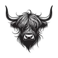 Charming Baby Highland Cattle Face Artwork vector