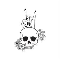 Mystical Hand and skull Clipart Illustration Design vector