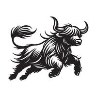 Whimsical Baby Highland Cattle Clipart with Soft vector