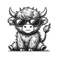 Delightful Baby Highland Cattle Clipart with Playful Expressions vector