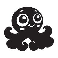 Mysterious Octopus Silhouette Art Design vector