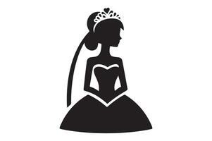 Minimalist Bride Silhouette Simple and Elegant Art vector