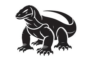 Silhouette of Komodo Dragon in Resting Pose vector