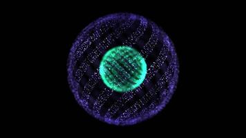 A green and purple circular object with a black background video