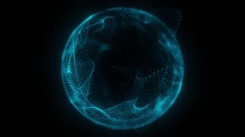 Abstract sphere with glowing blue lines on black background video