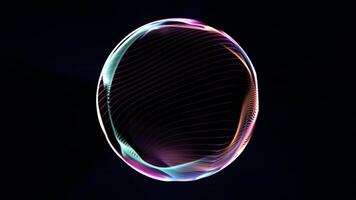 A circular object with a rainbow colored light video