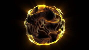 Abstract 3d sphere with glowing lines and waves video