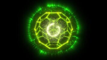 Green glowing light in the center of a circular shape video