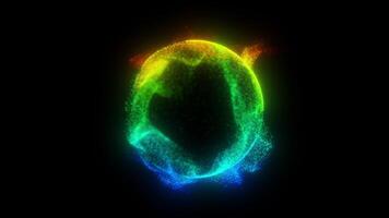 A glowing sphere with a black background video