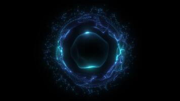 Abstract blue sphere with glowing lines on black background video
