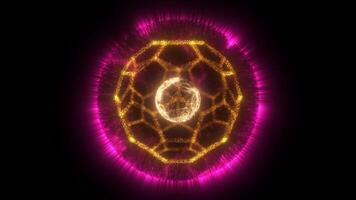A glowing purple and pink circular object with a glowing light video