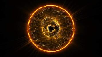 A glowing circular object with a black background video