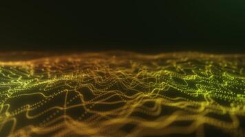 Golden Digital Particle Wave with Futuristic Glow video
