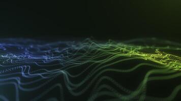 Blue and Green Digital Particle Waves in Motion video