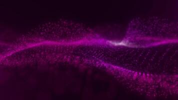 Vibrant Magenta Particle Wave Animation on Dark Background video