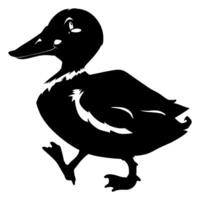 Duck silhouette of standing on water . vector