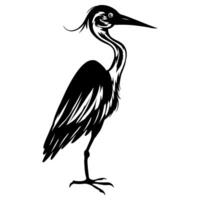 The Heron silhouette of standing bird . vector