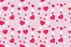Valentine's day pattern with red and white hearts on a soft pink background. Tiles for wallpaper, background, card or fabric, pattern design vector