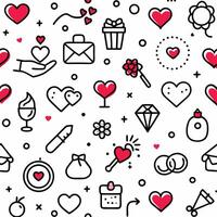 valentine's day seamless pattern with hearts and other symbols vector