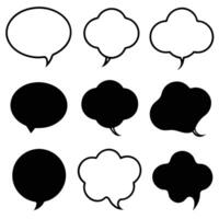 a set of black speech bubbles with different shapes vector