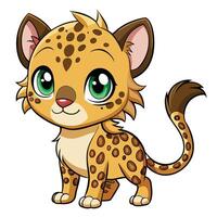 a cartoon cheetah with green eyes and big eyes vector