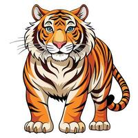 a cartoon tiger standing on a white background vector