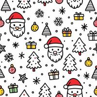 christmas seamless pattern with santa claus and trees vector
