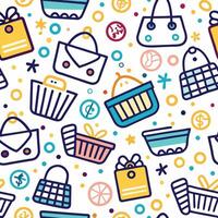 shopping seamless pattern with shopping bags and coins vector