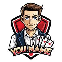 a poker player with the words you name on it vector