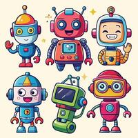 cartoon robots set of different robots vector