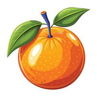 an orange with a leaf on it is shown vector