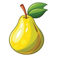 a cartoon pear with leaves on it vector