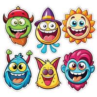 cartoon monsters with different expressions vector