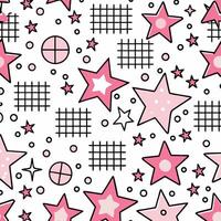 a pink and white star pattern with stars and squares vector