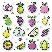 fruit icons set in line style vector