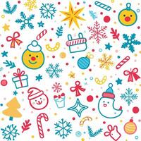 christmas background with various objects and symbols vector