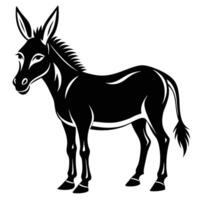 a black and white donkey on a white background vector