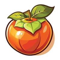 an orange fruit with leaves on it vector
