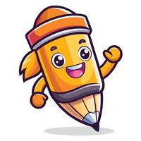 a cartoon pencil character with a smile on its face vector